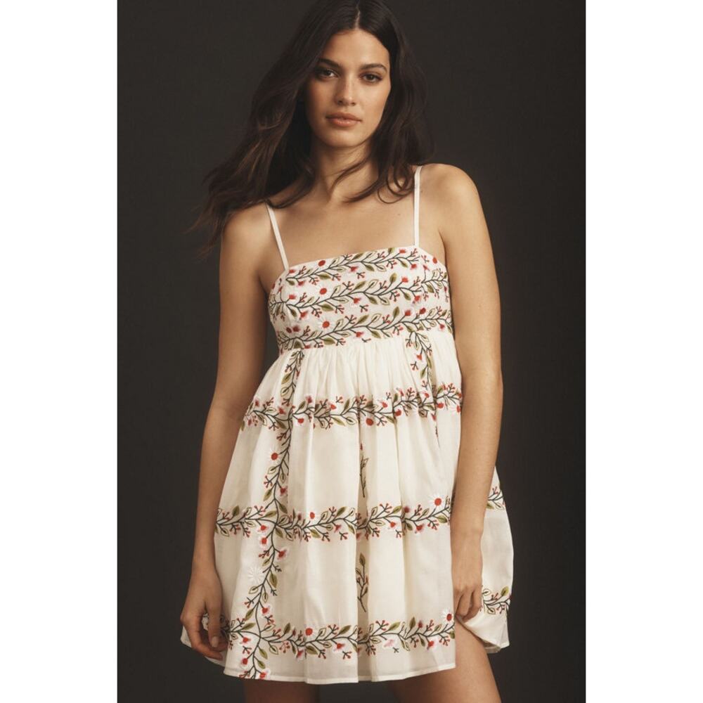 Samant Chauhan | Square-Neck Floral Embroidered Mini Dress